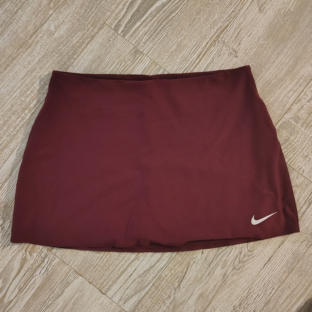 Nike Women's Burgundy Athletic Skort with White Swoosh